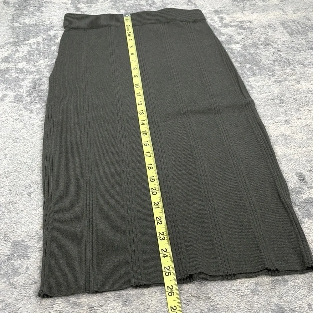 NWT L’Agence Jessica Rib Knit Midi Skirt Pencil Green Gray Juniper Sz XS